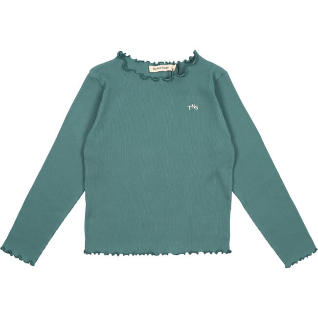 Singapore Round Neck Long Sleeve T-Shirt, Azure Teal