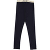 Singapore Ribbed Elastic Waistband Legging, Midnight Navy - Leggings - 2