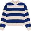 Women's Atlanta Bi-Colored Striped Round Neck Drop Shoulder Jumper, Blue Steel - Sweaters - 1 - thumbnail