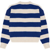 Women's Atlanta Bi-Colored Striped Round Neck Drop Shoulder Jumper, Blue Steel - Sweaters - 2