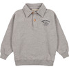 Saturno Long Sleeve Button Polo Shirt, Mist Melange - Polo Shirts - 1 - thumbnail