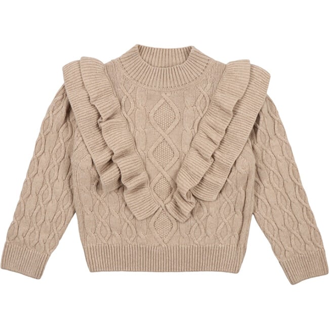 Victoire Drop Sleeve Knit Jumper, Pale Taupe Melange