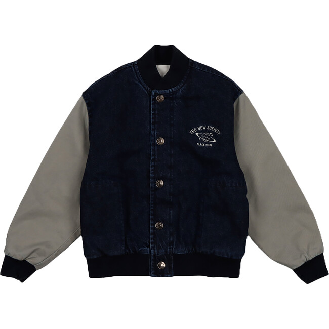 Neptuno Twill Sleeve Bomber Jacket, Midnight Blue Denim