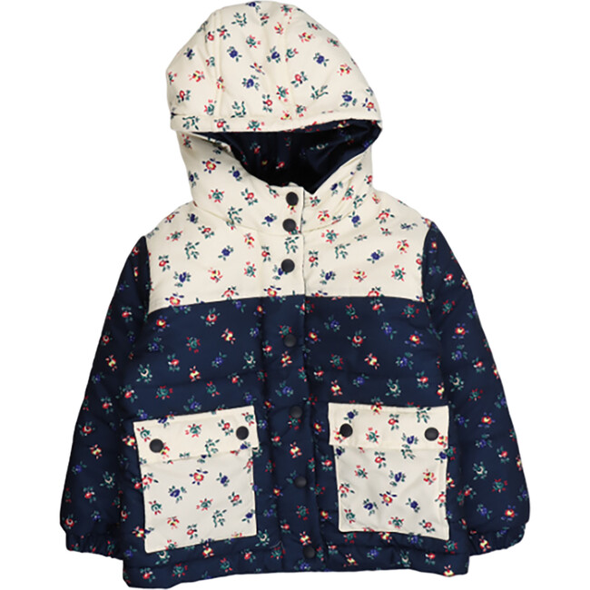 Heaven Yoke Hood Front Pocket Outerwear, Midnight Navy & Vanilla Cream