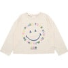 Happy Place Round Neck Long Sleeve T-Shirt, Vanilla Cream - T-Shirts - 1 - thumbnail