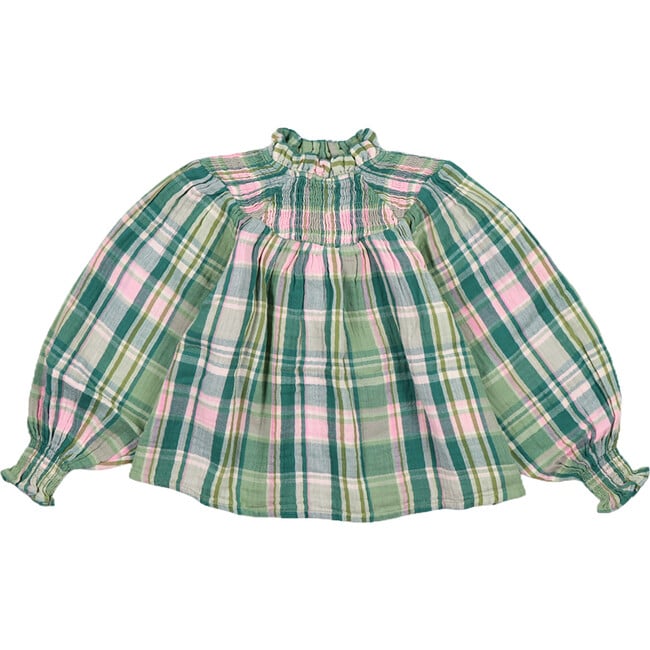 Greenland Raglan Sleeve Snap Blouse, Garden Tartan