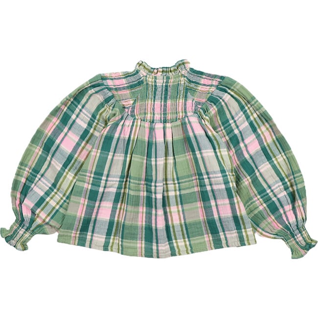 Greenland Raglan Sleeve Snap Blouse, Garden Tartan - Blouses - 2