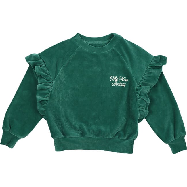 Odense Ruffle Raglan Sleeve Sweater, Retro Green