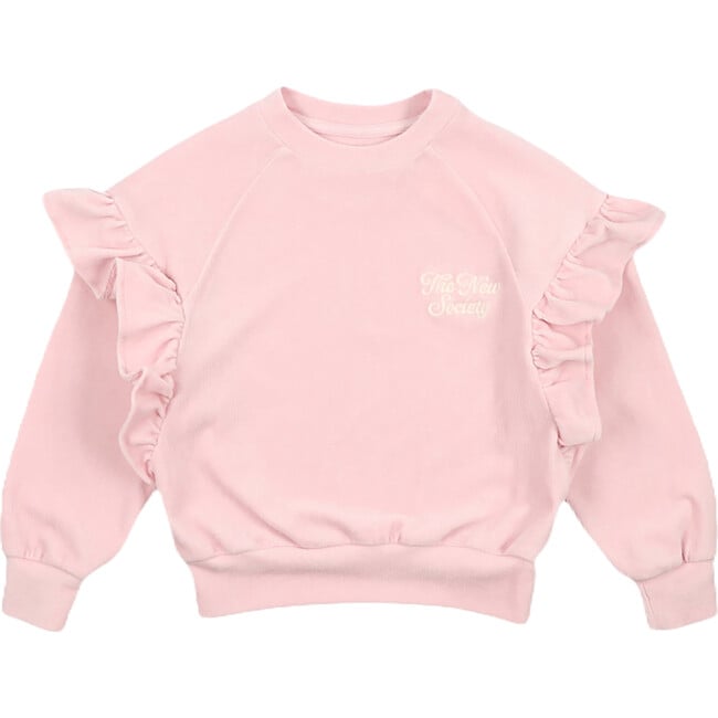 Odense Ruffle Raglan Sleeve Sweater, Pale Pink