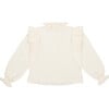 Glacier Ruffle Neck & Shoulder Blouse, Vanilla Cream - Blouses - 1 - thumbnail