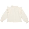 Glacier Ruffle Neck & Shoulder Blouse, Vanilla Cream - Blouses - 2