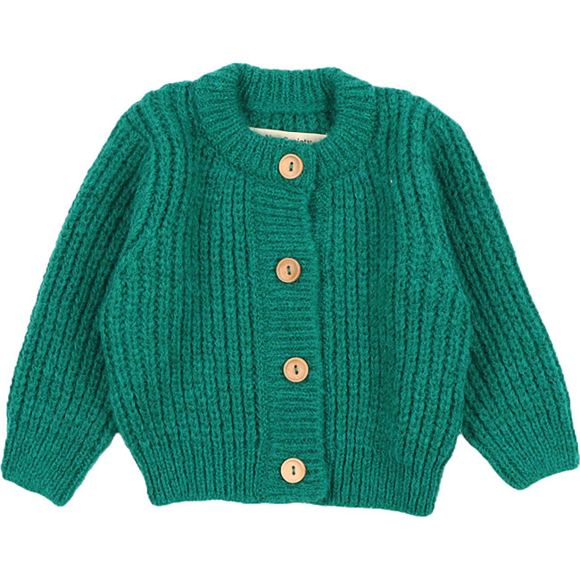 Babys Tampere Round Neck Button Cardigan, Retro Green