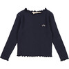 Babys Singapore Round Neck Long Sleeve T-Shirt, Midnight Navy - T-Shirts - 1 - thumbnail