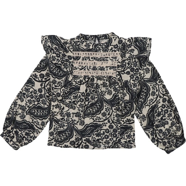 Jaipur Front Ruffle Lace Blouse, Majestic Paisley