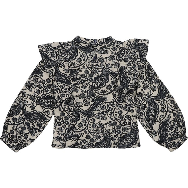 Jaipur Front Ruffle Lace Blouse, Majestic Paisley - Blouses - 2