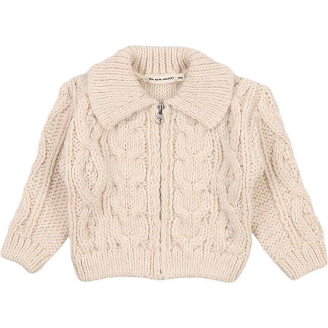 Babys Patagonia Ribbed Collar Knit Cardigan, Vanilla Cream