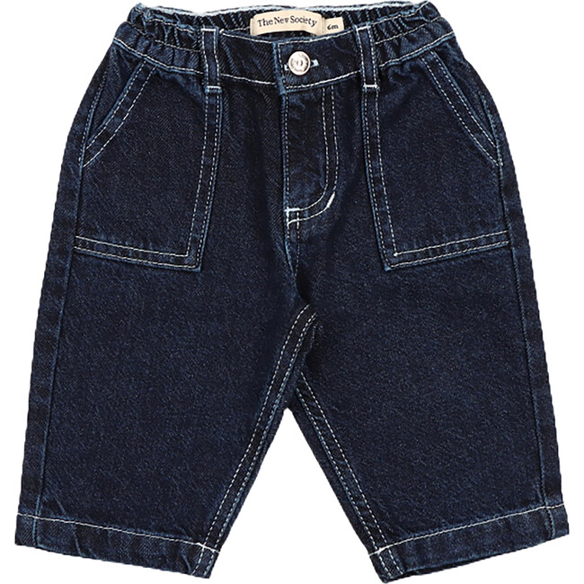 Babys Neptuno Elastic Waistband Pants, Midnight Blue Denim