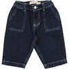 Babys Neptuno Elastic Waistband Pants, Midnight Blue Denim - Pants - 1 - thumbnail