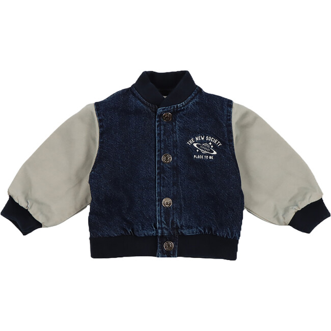 Babys Neptuno Twill Sleeve Bomber Jacket, Midnight Blue Denim