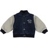 Babys Neptuno Twill Sleeve Bomber Jacket, Midnight Blue Denim - Jackets - 1 - thumbnail