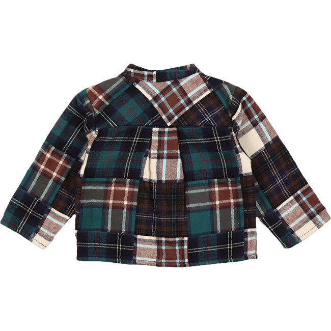 Babys Kilimanjaro Mandarin Collar Pocket Shirt, Teal Madras Patchwork - Shirts - 2