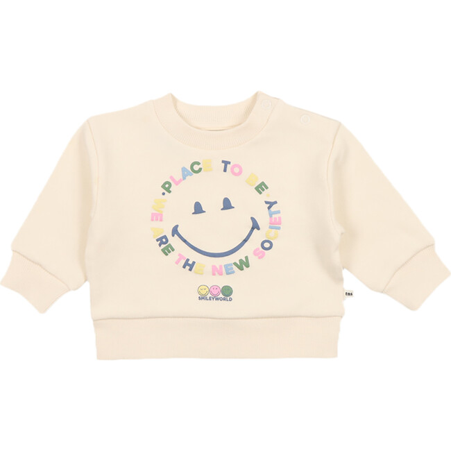 Babys Happy Place Ribbed Hem Sweater, Vanilla Cream