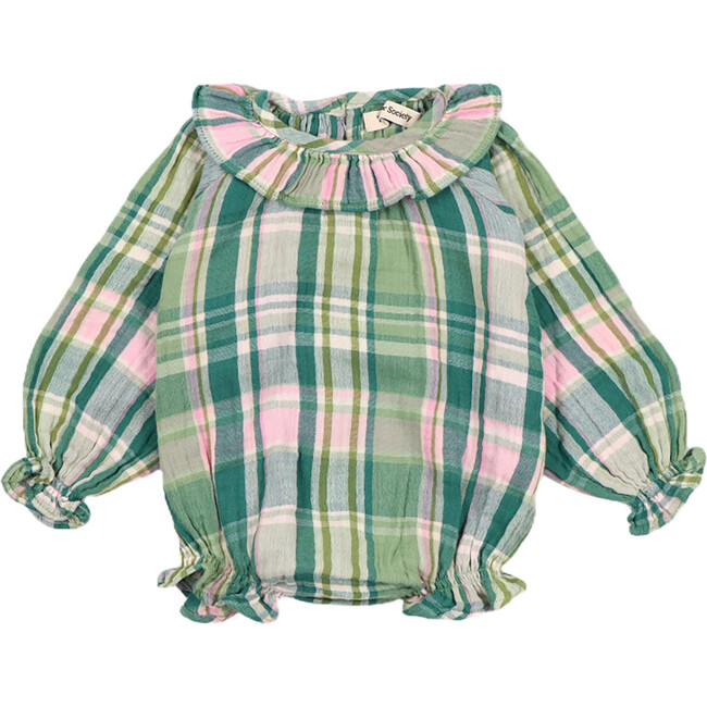 Babys Greenland Raglan Sleeve Snap Romper, Garden Tartan