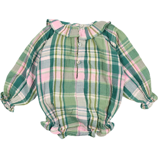 Babys Greenland Raglan Sleeve Snap Romper, Garden Tartan - Rompers - 2