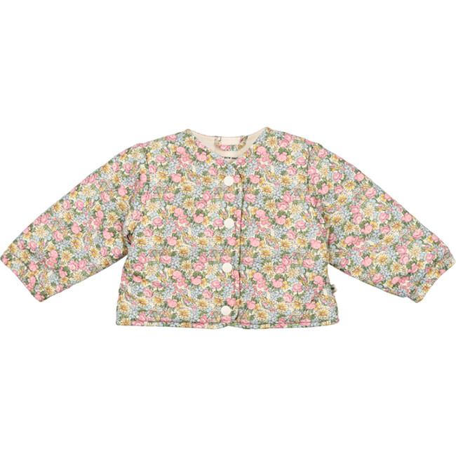 Babys Alpha Frill Cuff Snap Closure Jacket, Aquarelle Garden