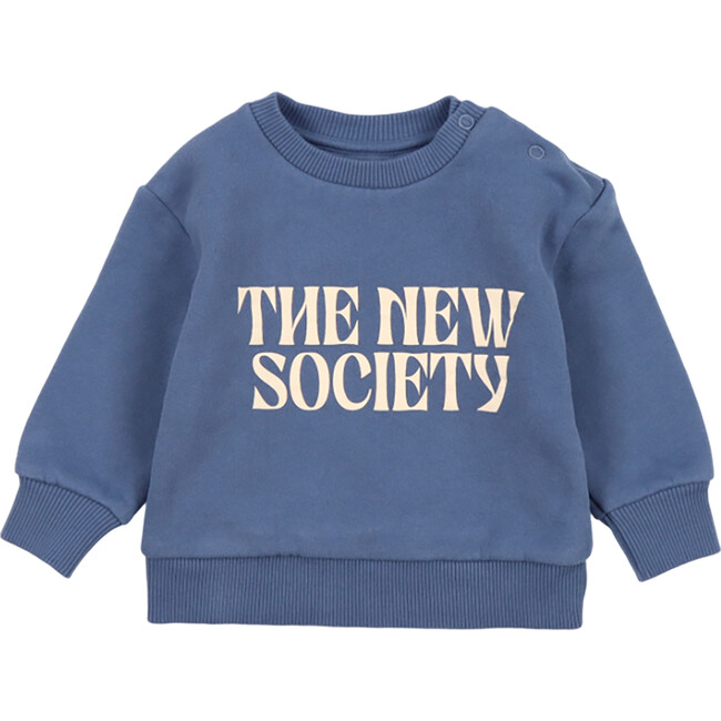 Babys Artic Ribbed Collar & Hem Sweater, Blue Steel - Sweaters - 1