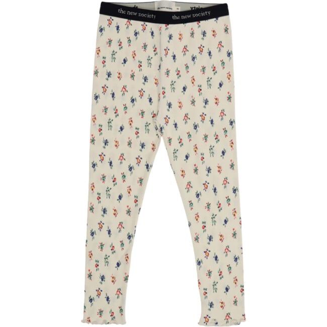 Baby Girls Singapore Elastic Waistband Legging, Mini Blossom Vanilla Cream