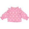 Baby Girls Siberia Ruffle Neck Blouse, Delicate Tie - Blouses - 1 - thumbnail