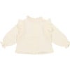 Baby Girls Glacier Ruffle Neck Blouse, Vanilla Cream - Blouses - 1 - thumbnail