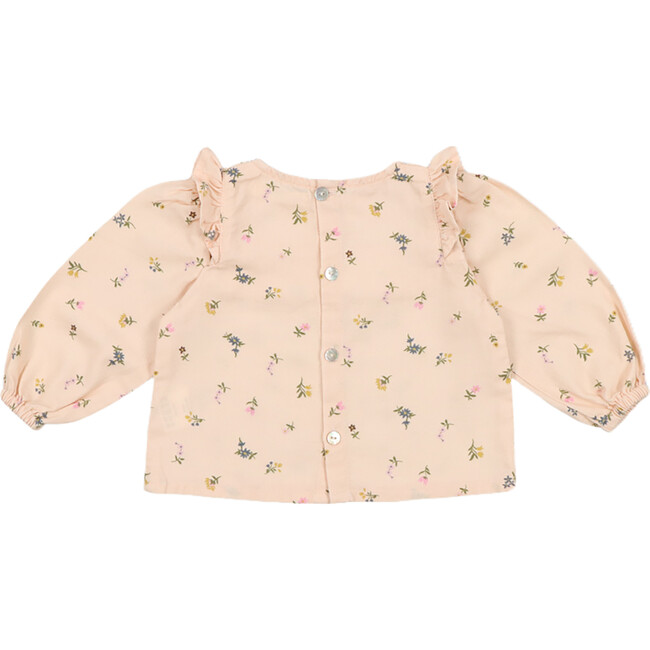 Baby Girls Camellia Ruffle Neck Blouse, Rainbow Floral - Blouses - 2