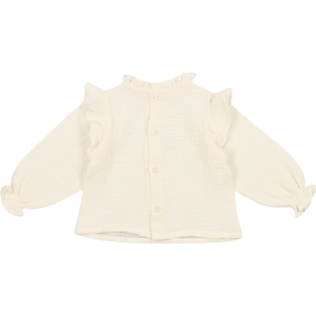 Baby Girls Glacier Ruffle Neck Blouse, Vanilla Cream - Blouses - 2