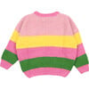 Atlanta Striped Jacquard Ribbed Round Neck Jumper, Blush Pink - Sweaters - 2