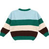 Atlanta Striped Jacquard Ribbed Round Neck Jumper, Retro Green - Sweaters - 2