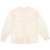 Venus Lace Front Puff Sleeve Blouse, Vanilla Cream - Blouses - 1 - thumbnail