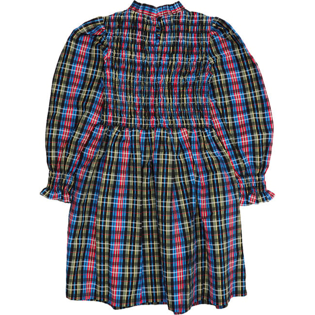 Mars Ruffle Billowy Sleeve Dress, Ruby Dusk Tartan - Dresses - 2