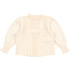 Baby Girls Venus Lace Front Puff Sleeve Blouse, Vanilla Cream - Blouses - 1 - thumbnail