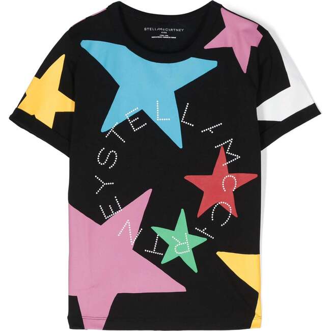 Star Print Logo T-Shirt, Black