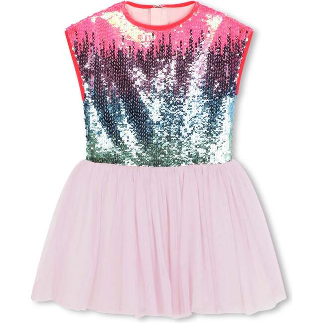 Sleeveless Sequin Jersey Dress, Pink