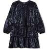 Sequin Smocked Dress, Navy - Dresses - 1 - thumbnail