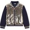 Sequin Reversible Zip Jacket, Navy - Jackets - 1 - thumbnail