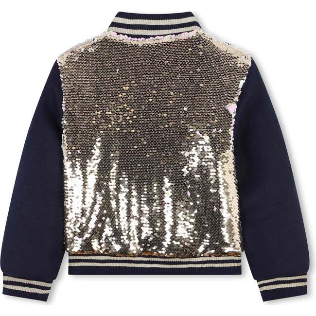 Sequin Reversible Zip Jacket, Navy - Jackets - 3