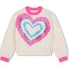 Sequin Heart Applique Sweater, Ivory - Sweaters - 1 - thumbnail