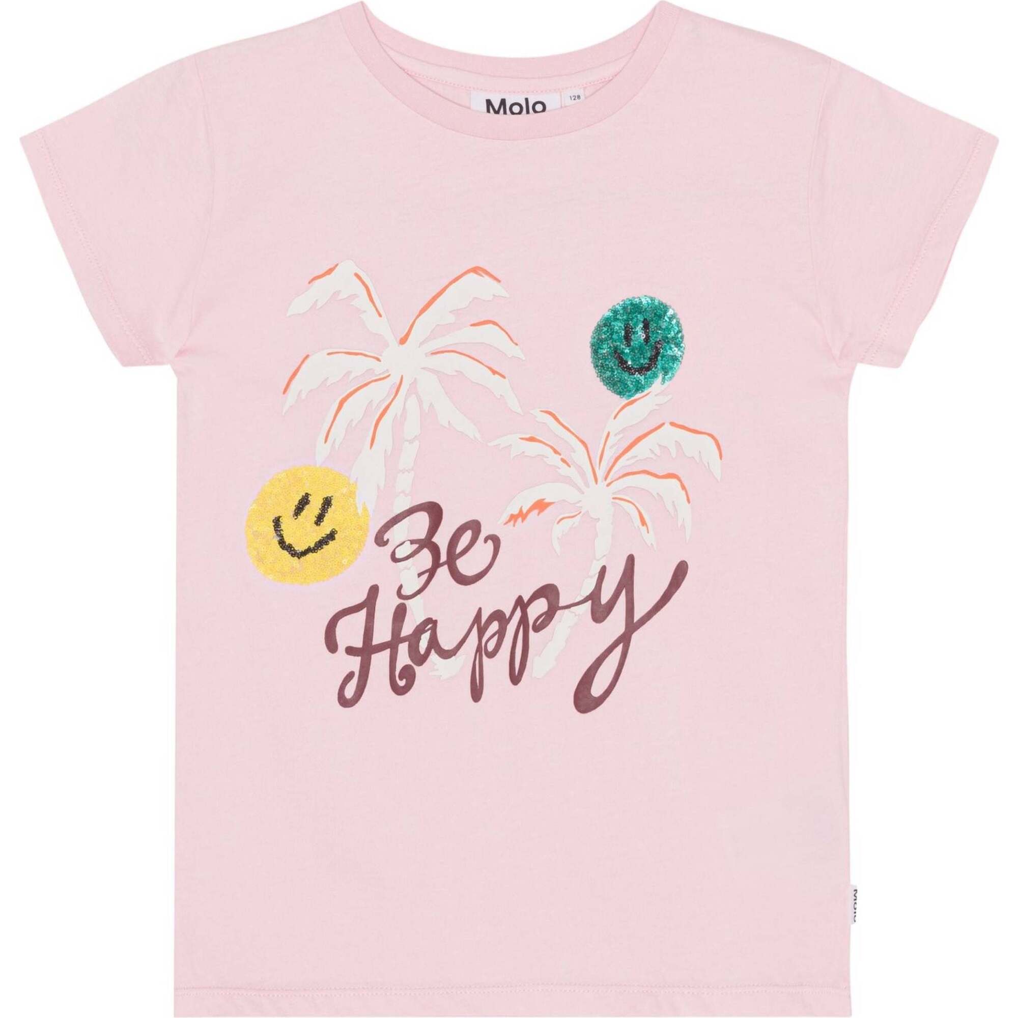 Ranva Be Happy Graphic T-Shirt, Pink - T-Shirts - 1