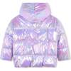 Metallic Heart Puffer Jacket, Purple - Jackets - 3