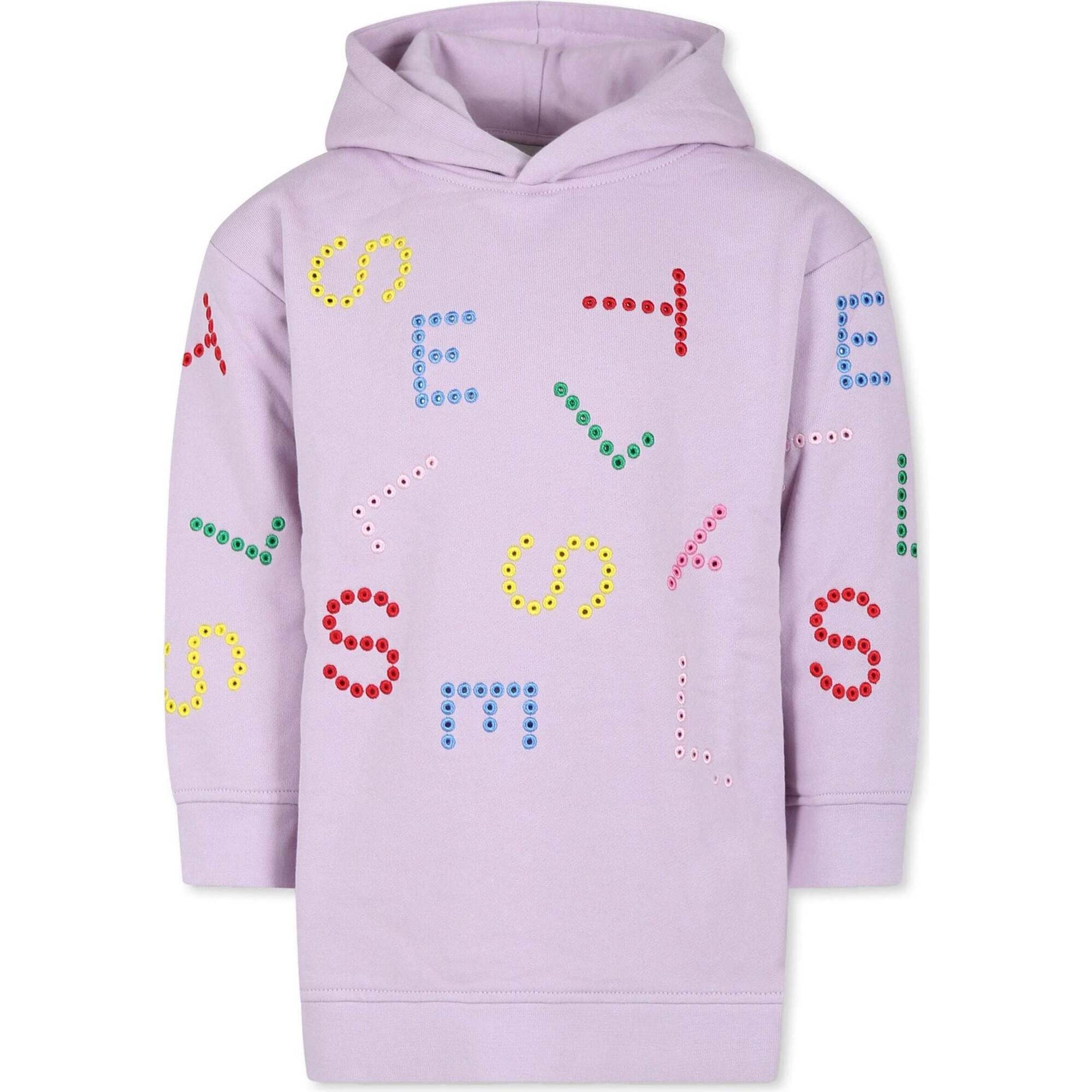 Logo Hooded Dress, Purple - Dresses - 1