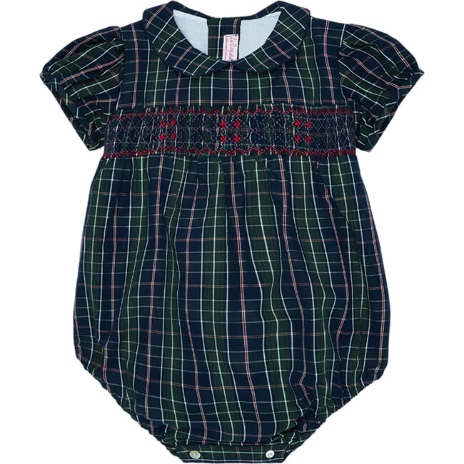 Baby Navy Tartan Dolores Hand-Smocked Romper